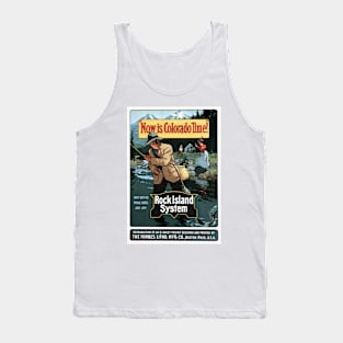 FISHING Now Its Colorado Time! Rock Island System USA Vintage Travel Tank Top